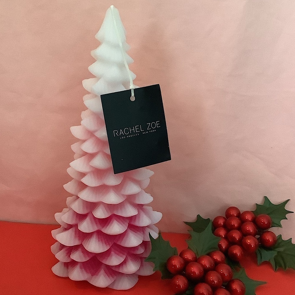 Rachel Zoe Christmas Tree Candle Pink Ombré New